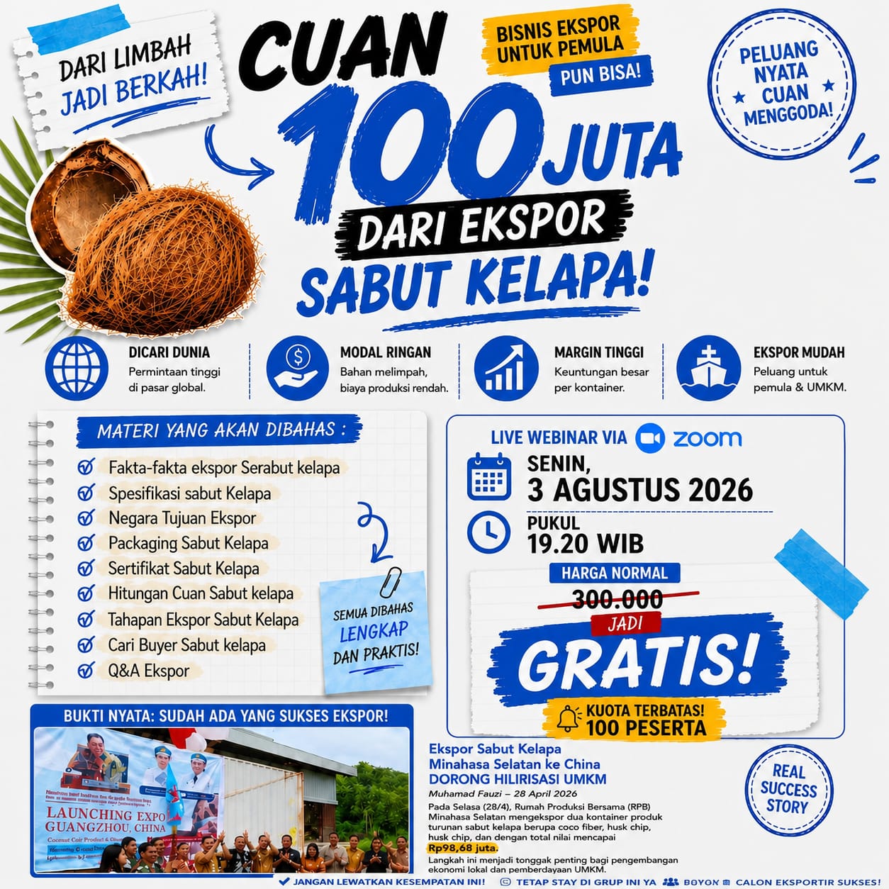 Flyer webinar ekspor sabut kelapa
