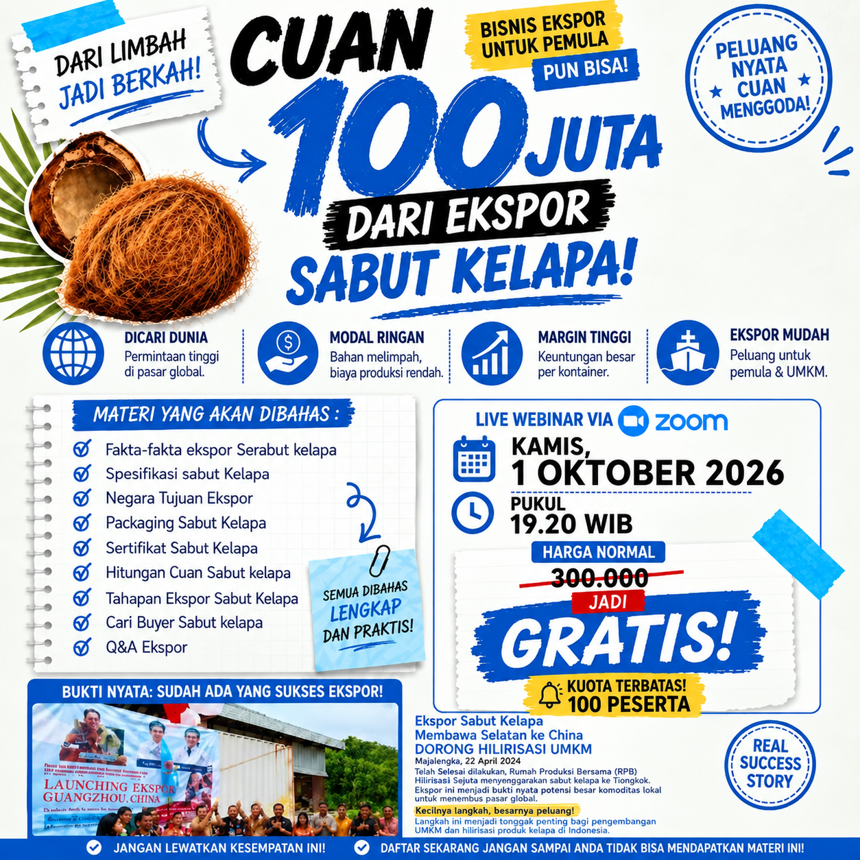 Flyer webinar ekspor sabut kelapa